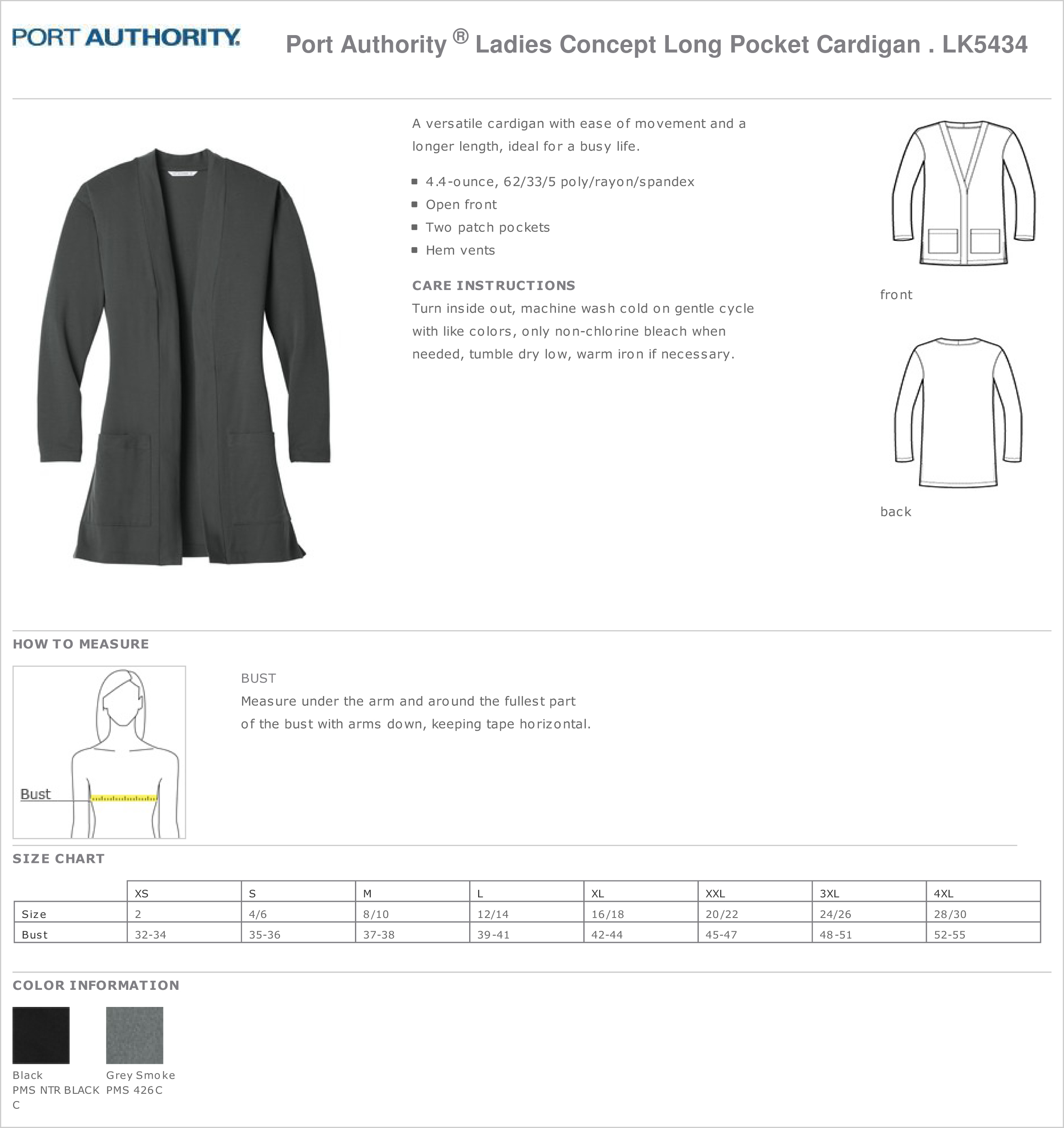 SanMar LK5434 - Port Authority - Ladies Concept Long Pocket Cardigan