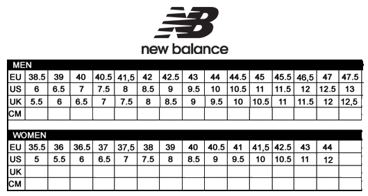 New Balance Men S Size Chart